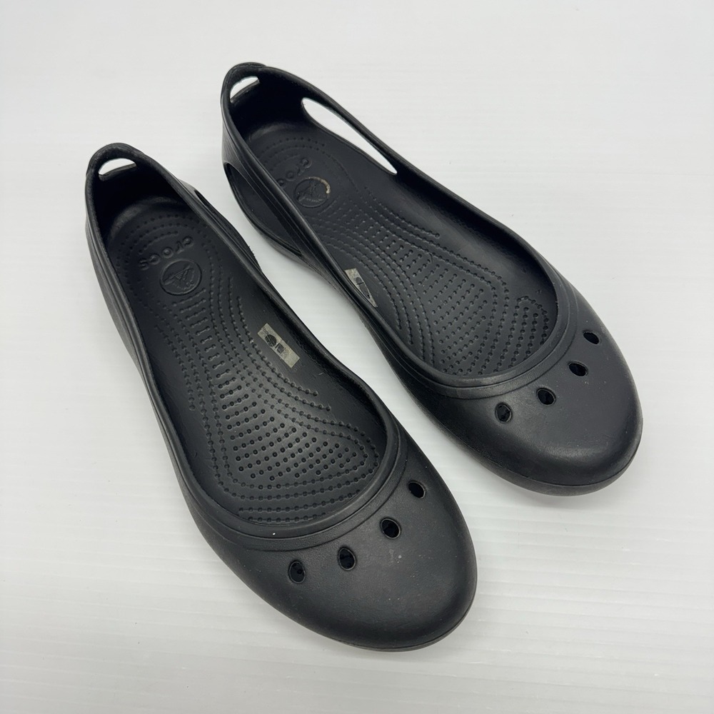 Crocs Kadee Black Ballet Flats Women's Size 9 Lightweight Slip On Work Shoes